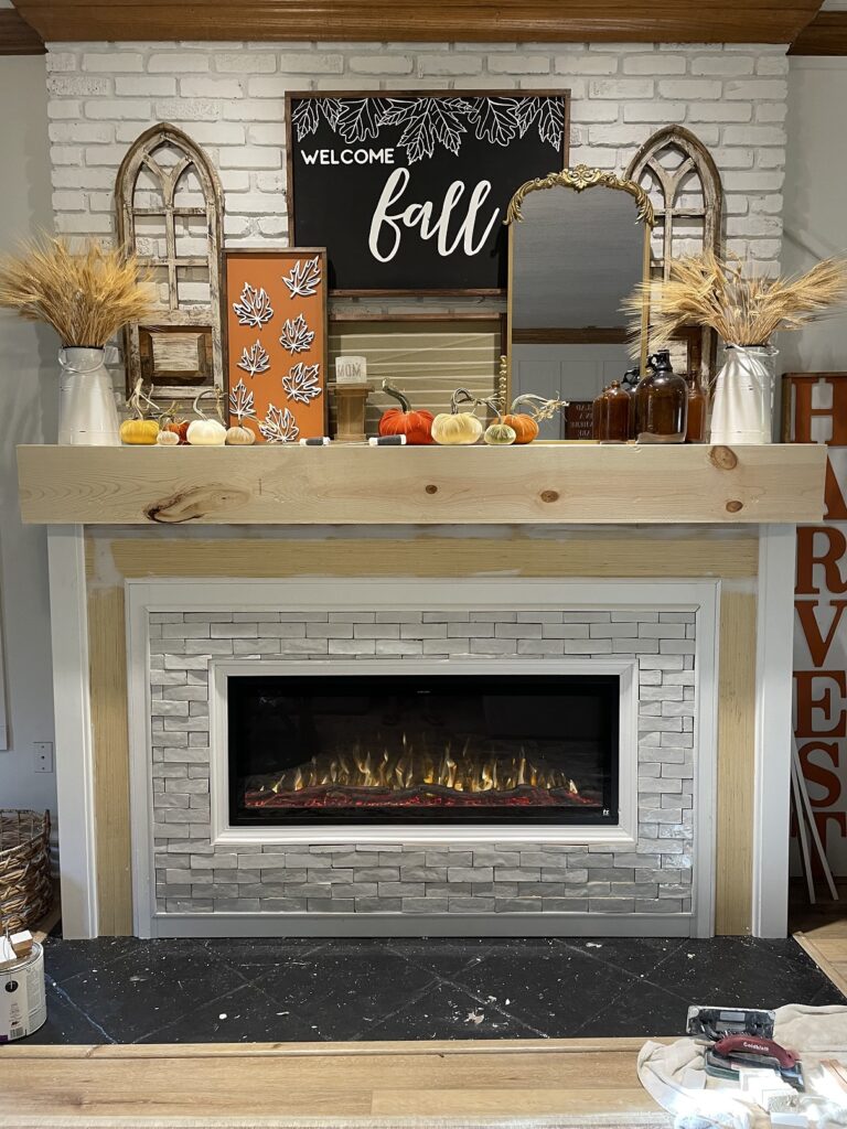 Fireplace makeover by Astra to create an inviting and cozy living room.