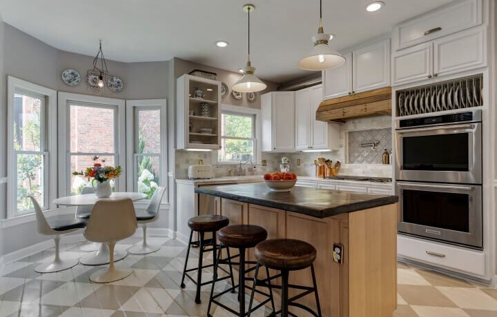 Holly Thompson design checkerboard floor kitchen