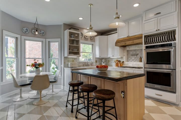 Holly Thompson design checkerboard floor kitchen