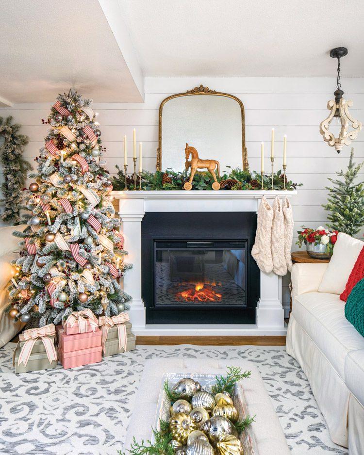 Blogger Sarah Wagner uses her holiday décor to make the space seem larger than it is.