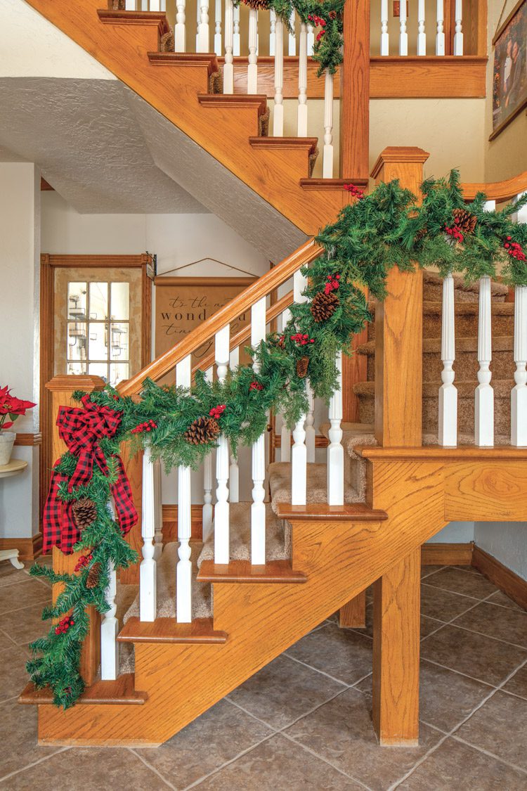 garlands on staircase banister