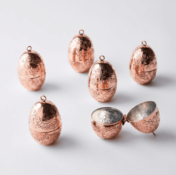 copper egg ornaments