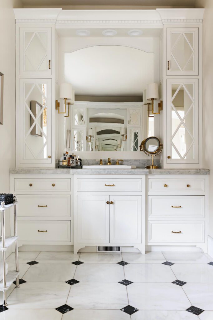 master bedroom with gold drawer pulls