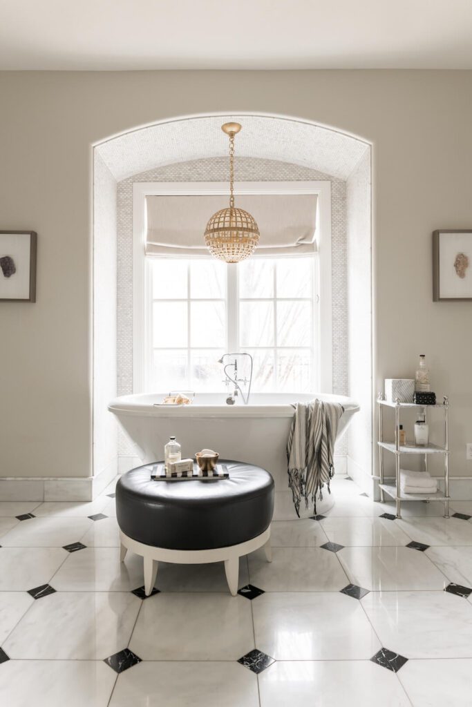 master bath with pedestal tub