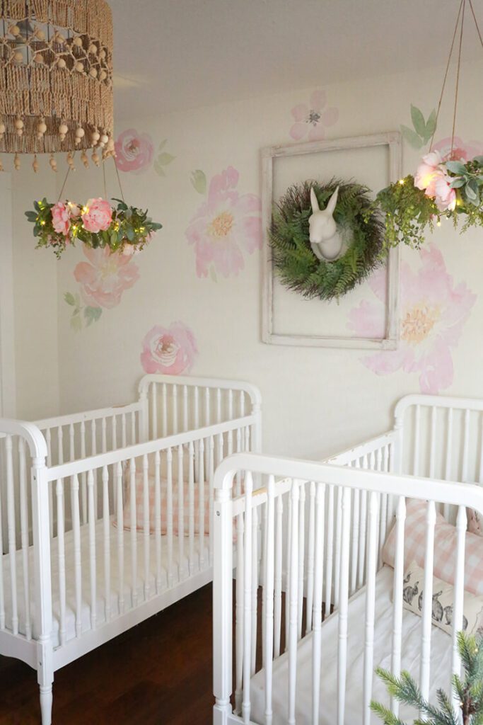 twin cribs in nursery