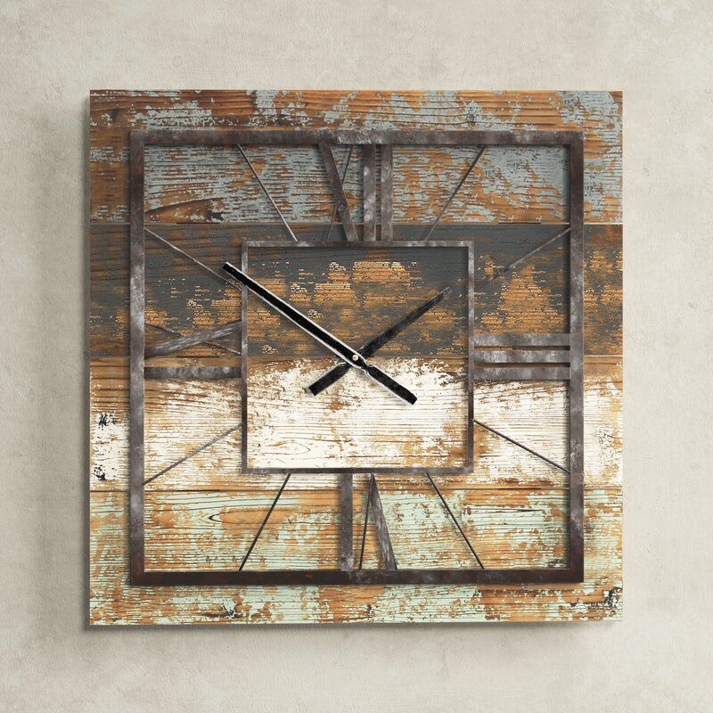 analog table clock with patina