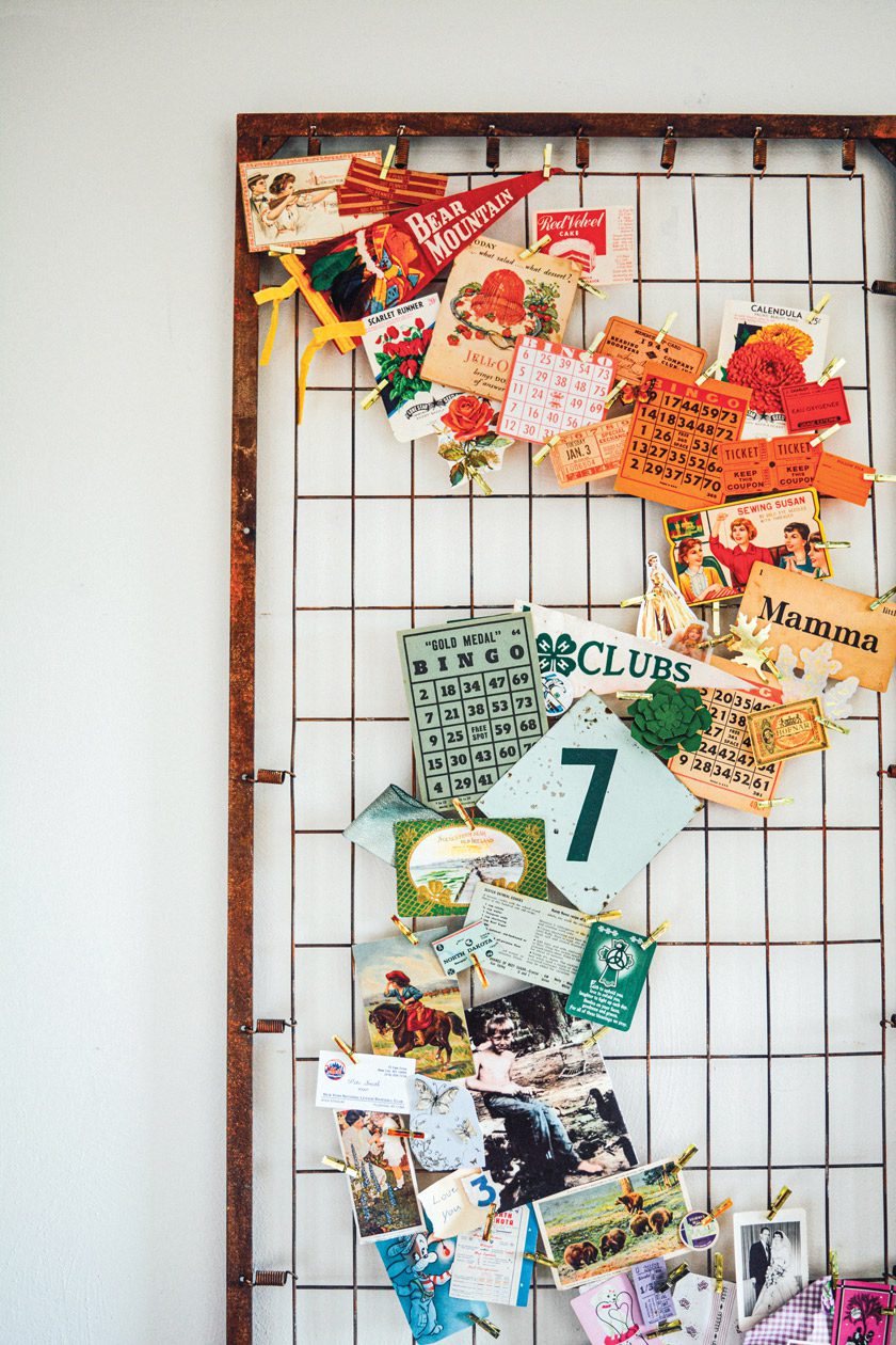 repurposed vintage crib bulletin board