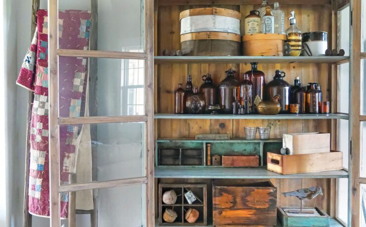 Brown bottles displayed in shelf