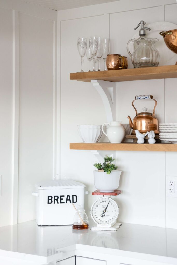 Alyson Dorr's Montana homestead exposed kitchen shelves