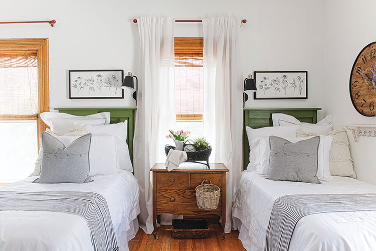 springtime bedroom in historic Utah home