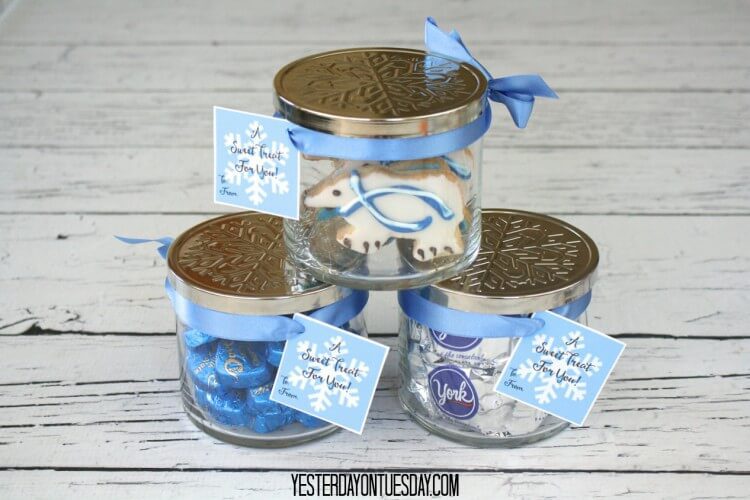 candy and treats in candle jars