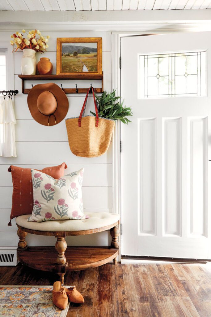 Chrissy got creative and fashioned her entryway area to function as a mini mudroom.