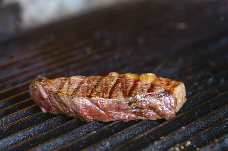 steak on grill