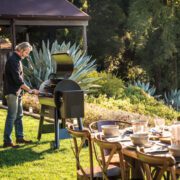 grilling in backyard