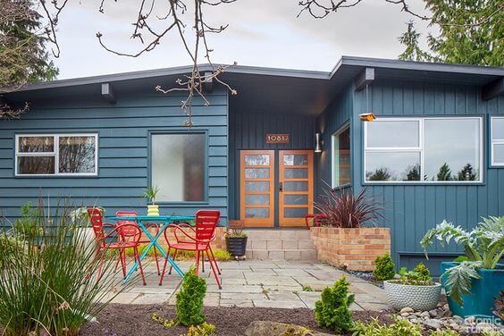 mid century modern ranch exterior with new windows