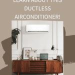 Picture of ductless air conditioner above table with text