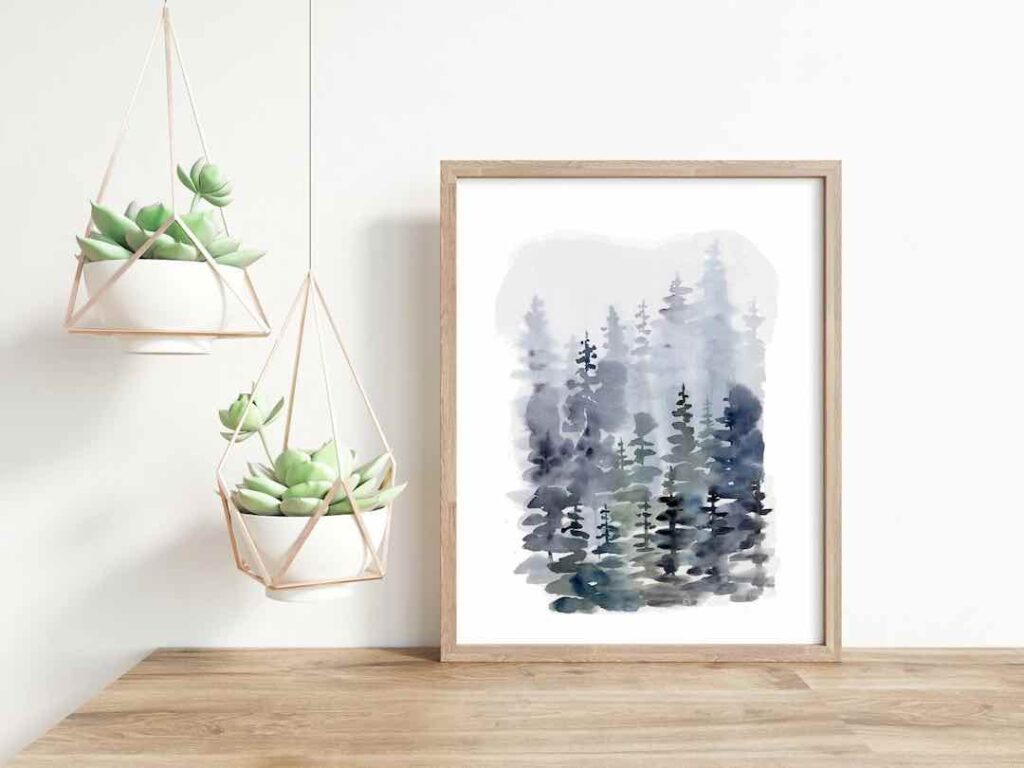 Scandinavian abstract forest print