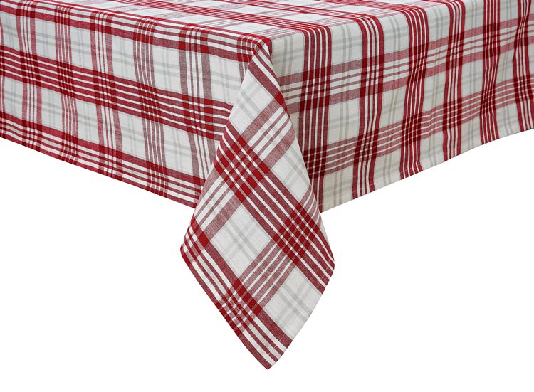 Peppermint plaid tablecloth