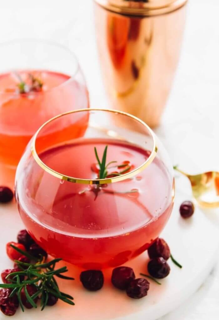 Cranberry gin fizz fall cocktail