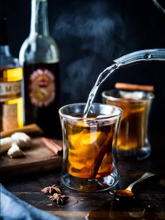 Maple ginger hot toddy hot fall cocktail