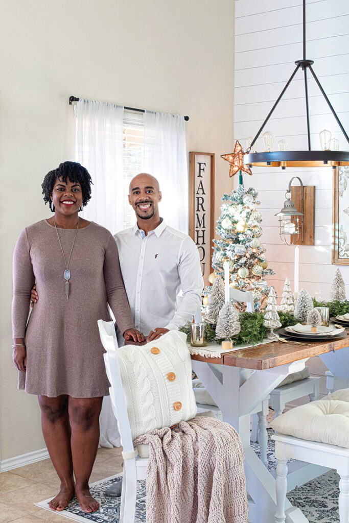 homeowners in festive farmhouse in Texas