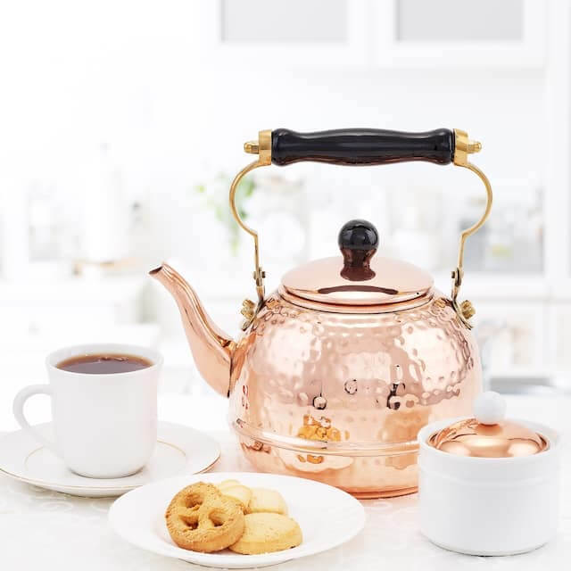 Copper-Hammered 2 quart Tea Kettle