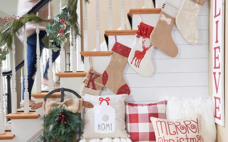 christmas garland on bannister