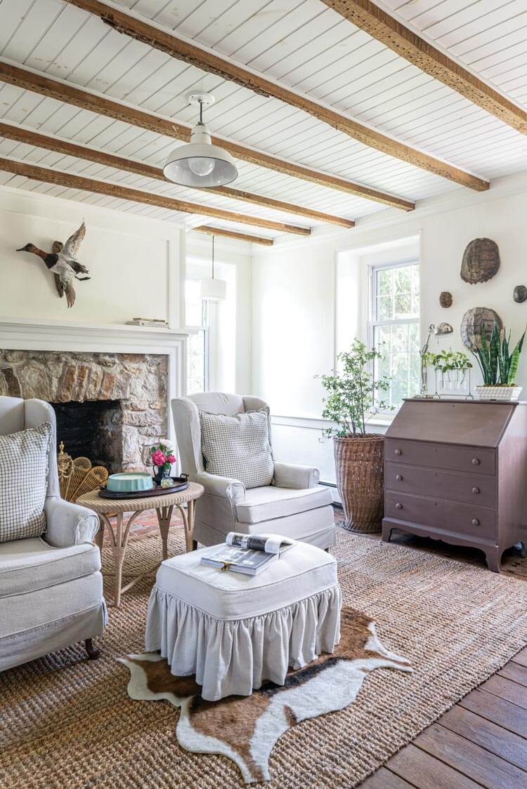 sitting room in historic farmhouse home