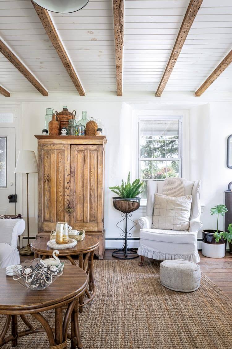 houseplants in sitting room of historic farmhouse