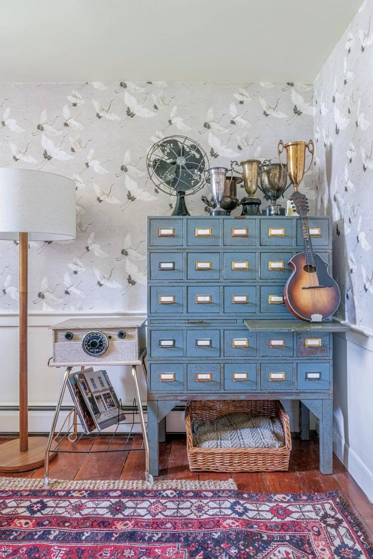 apothecary cabinet in home office in historic Pennsylvania home