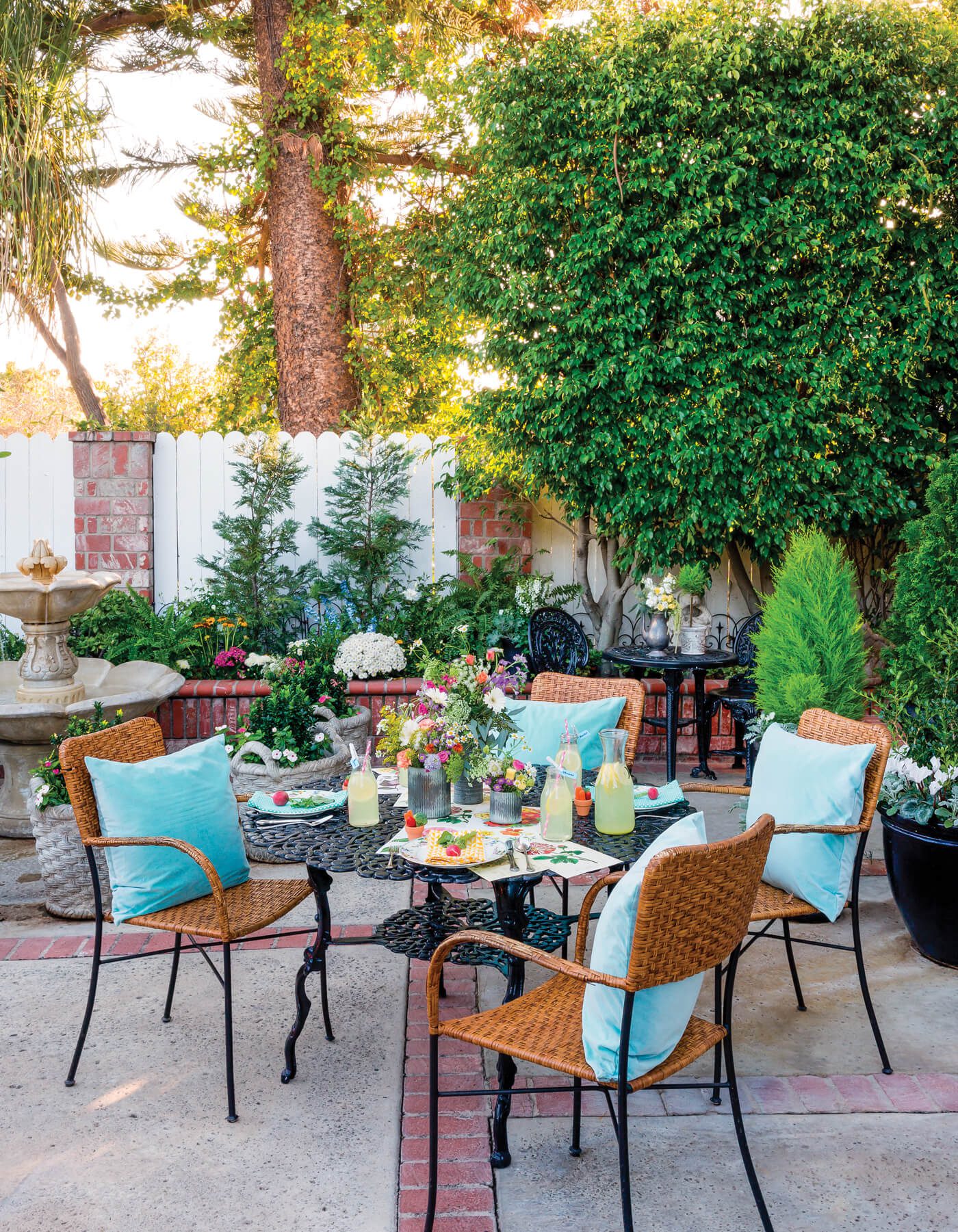 Table with spring garden party tablescape