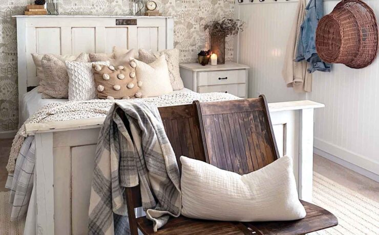 winter bedroom farmhouse neutral palette