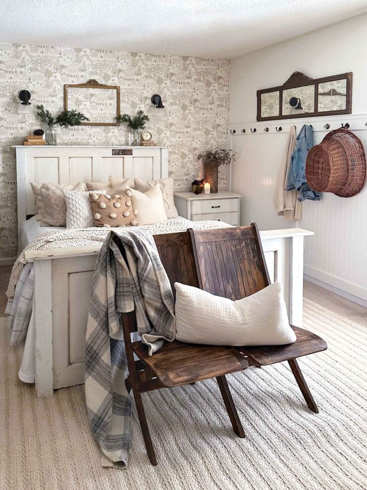 winter bedroom farmhouse neutral palette