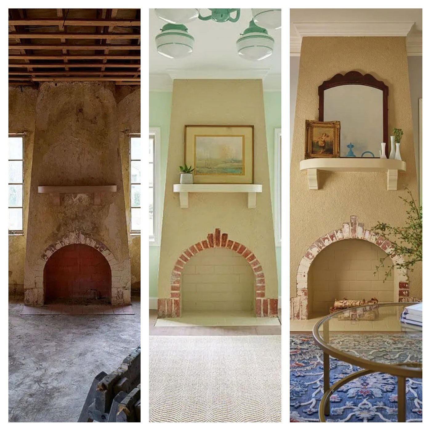 Before, during and after photos with renovation setbacks