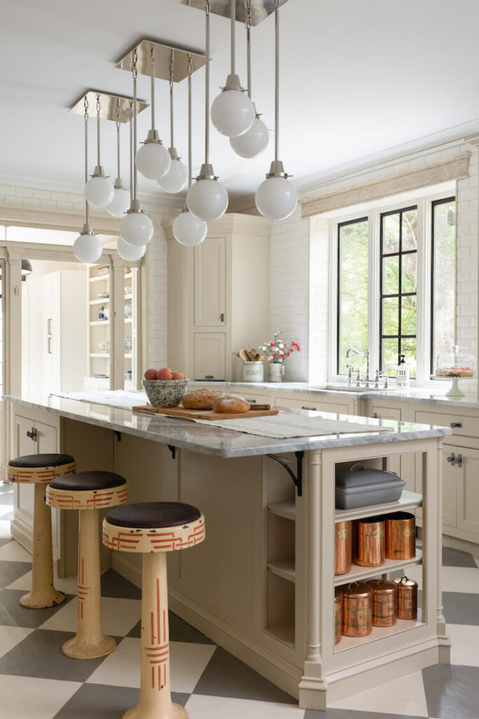 vintage barstools repurposed for kitchen island seating