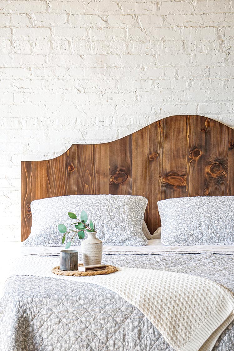 rounded wooden headboard