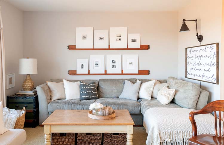 Texas fall farmhouse living room with neutral color scheme