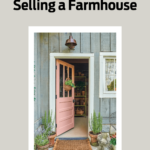 Front door with text for selling a farmhouse
