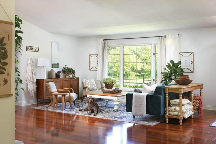 sitting room with storybook windows