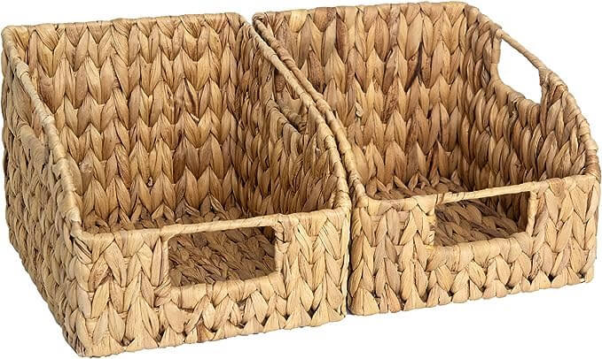 woven wicker baskets with two handles