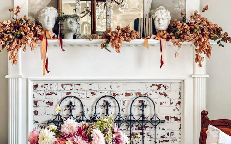 fall floral arrangement with dahlias