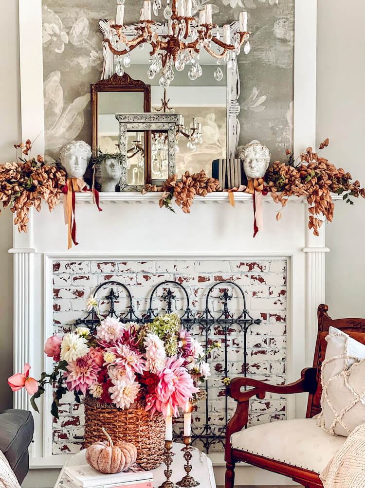 fall floral arrangement with dahlias