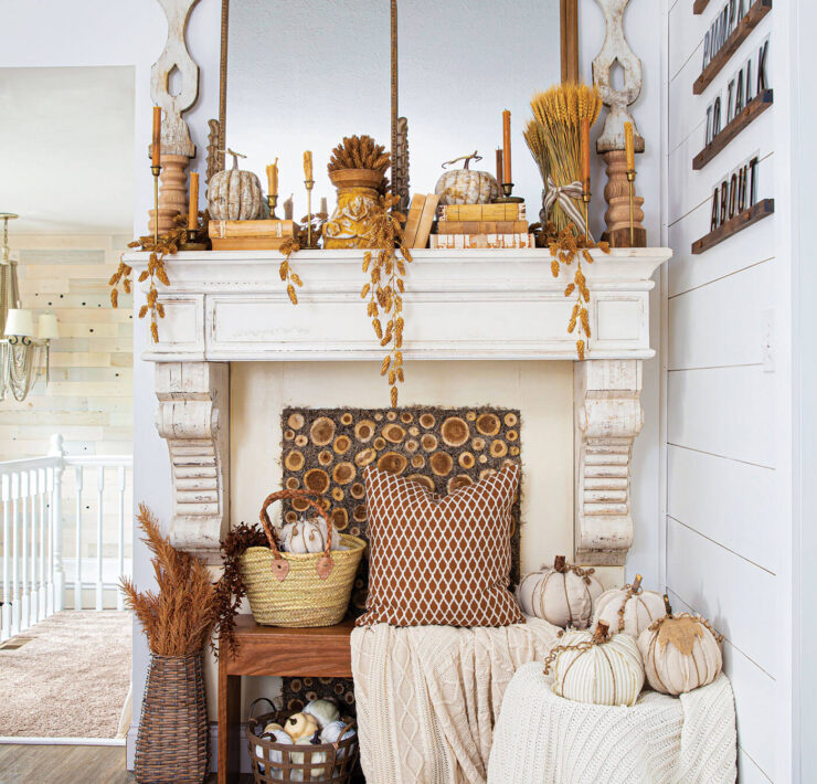 Fall mantel with fall essential oils