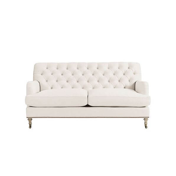 Maggie Apartment Sofa tufted sofa with brass nail heads