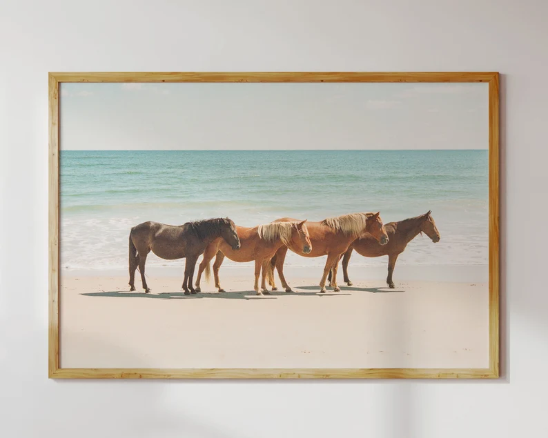 Horse coastal farmhouse wall art from Etsy