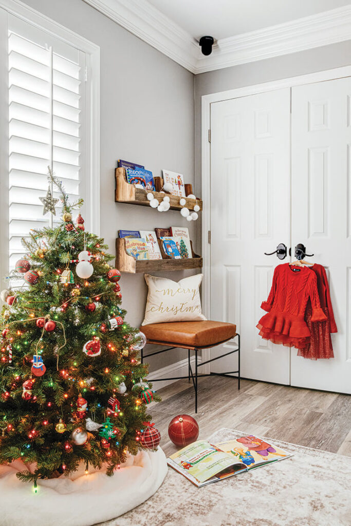 kids room with small Christmas tree