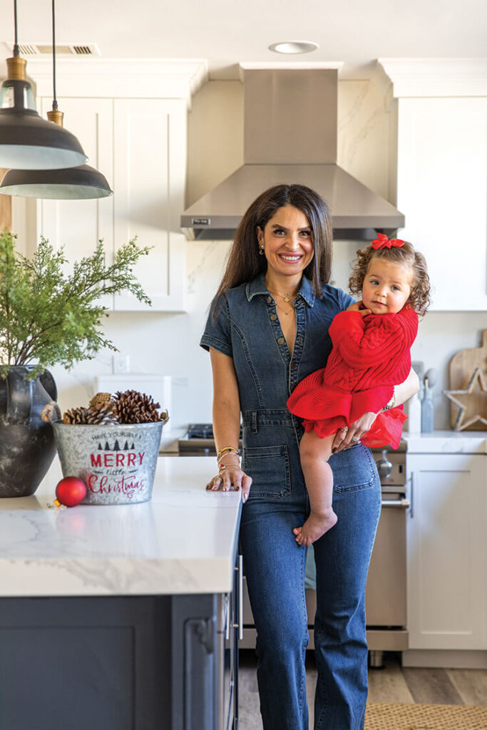 Janan and daughter in California country Christmas home