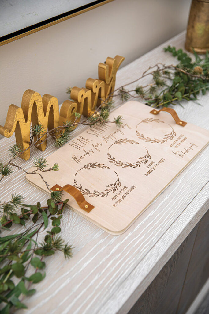 Christmas serving tray and greenery