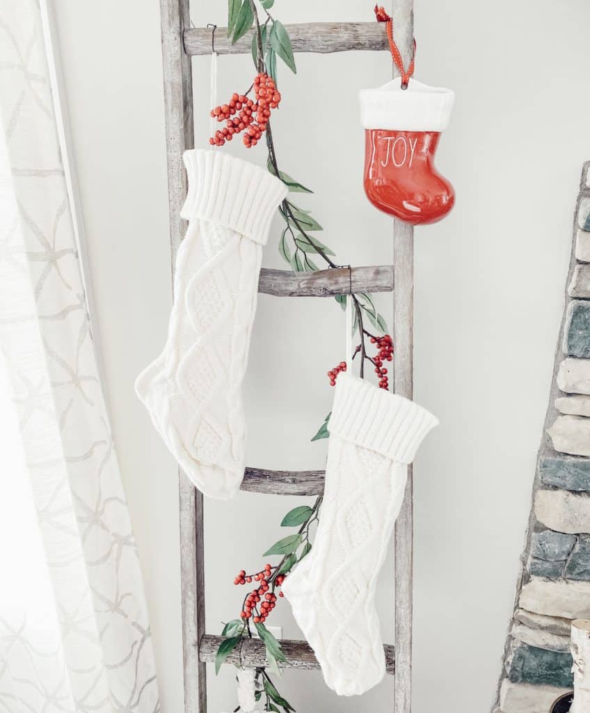 stockings on a blanket ladder