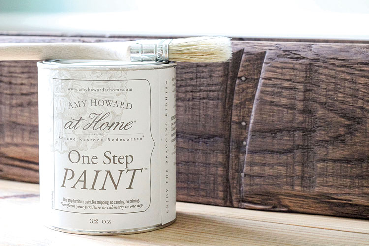 Amy Howard at Home paint can in front of wooden box